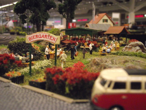 A beergarden on the Marklin modular layout of the European Train Enthusiasts Great Lakes Chapter