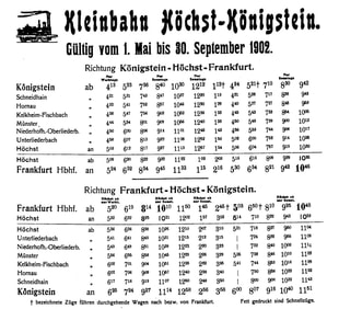 German timetable Frankfurt Koenigstein